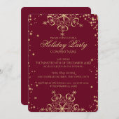 Gold Snowflake Sparkle Corporate Holiday Party Kaart (Voorkant / Achterkant)