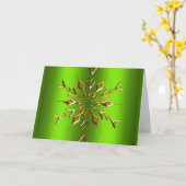 Gold Snowflake Star Green-kerst Kaart (Gele Bloem)