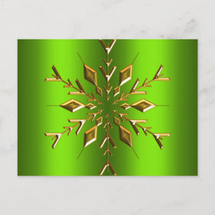 Gold Snowflake Star met Green Kerstmis Briefkaart