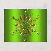 Gold Snowflake Star met Green Kerstmis Briefkaart (Voorkant)