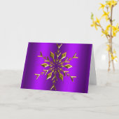 Gold Snowflake Star Paarse kerst Kaart (Gele Bloem)