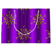 Gold Snowflake Stars met Paarse kerst Groot Cadeauzakje (Voorkant)