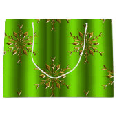 Gold Snowflake Stars voor groene kerst Groot Cadeauzakje (Voorkant)