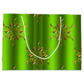 Gold Snowflake Stars voor groene kerst Groot Cadeauzakje (Achterkant)