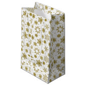 Gold Snowflake White Holiday Elegant Klein Cadeauzakje (Voorkant Gekanteld)