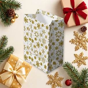 Gold Snowflake White Holiday Elegant Klein Cadeauzakje