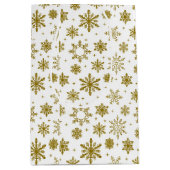 Gold Snowflake White Holiday Elegant Medium Cadeauzakje (Voorkant)