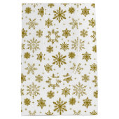 Gold Snowflake White Holiday Elegant Medium Cadeauzakje (Achterkant)