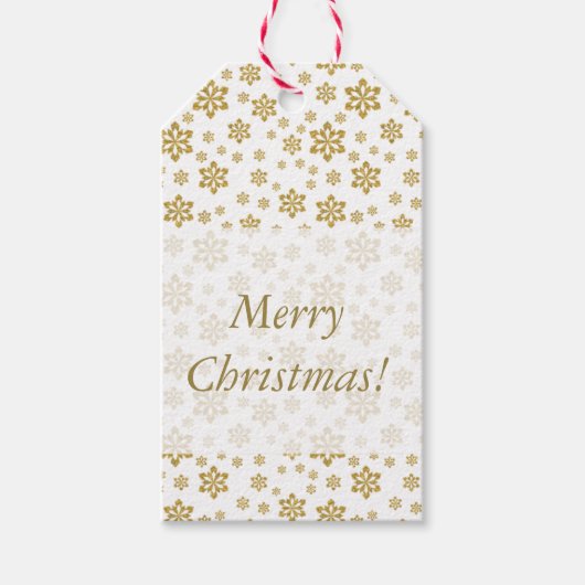 Gold Snowflake White Kerstmis Cadeaulabel (Voorkant)