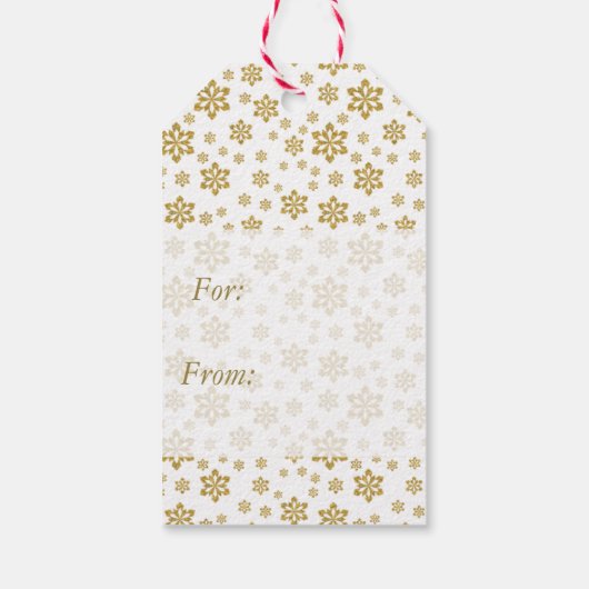 Gold Snowflake White Kerstmis Cadeaulabel (Achterkant)
