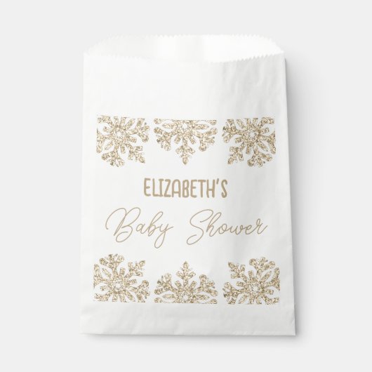 Gold Snowflake Winter Baby shower Bedankzakje (Voorkant)