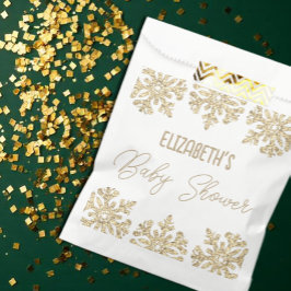 Gold Snowflake Winter Baby shower Bedankzakje