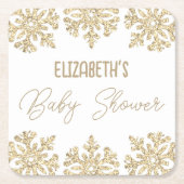Gold Snowflake Winter Baby shower Kartonnen Onderzetters (Voorkant)