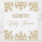 Gold Snowflake Winter Baby shower Wijn Etiket (Enkel label)