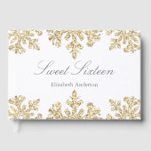 Gold Snowflake Winter Sweet 16 Gastenboek (Voorkant)