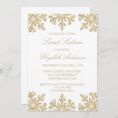 Gold Snowflake Winter Sweet 16 Kaart (Voorkant / Achterkant)