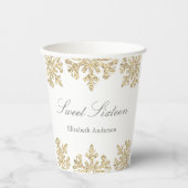 Gold Snowflake Winter Sweet 16 Papieren Bekers (Voorkant)
