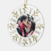 Gold Snowflake Winter Verloving Foto Keramisch Ornament (Links)