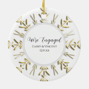 Gold Snowflake Winter Verloving Foto Keramisch Ornament