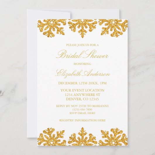 Gold Snowflake Winter Vrijgezellenfeest Kaart (Voorkant)