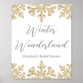 Gold Snowflake Winter Vrijgezellenfeest Poster (Voorkant)