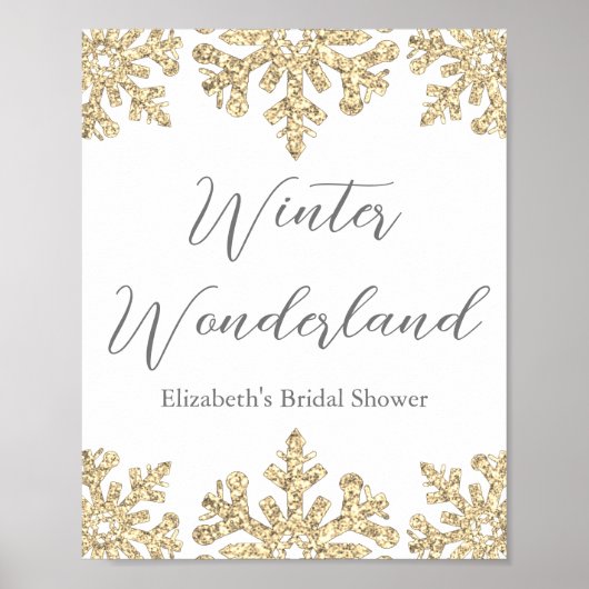 Gold Snowflake Winter Vrijgezellenfeest Poster (Voorkant)