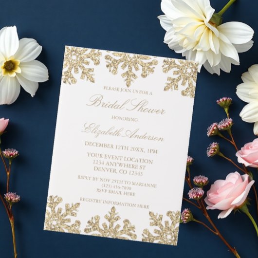Gold Snowflake Winter Vrijgezellenfeest Vellum Uitnodigingen