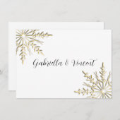 Gold Snowflake Winter Weddenschap Notitiekaartje (Voorkant / Achterkant)