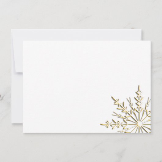 Gold Snowflake Winter Weddenschap Notitiekaartje (Achterkant)