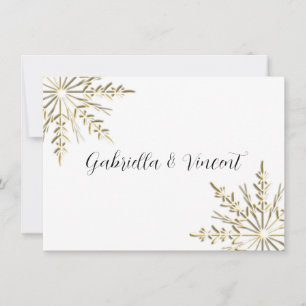 Gold Snowflake Winter Weddenschap Notitiekaartje