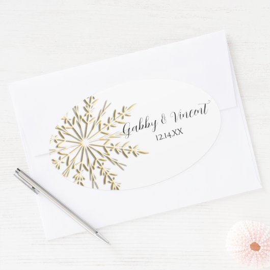 Gold Snowflake Winter Wedding Envelope zegels (Envelop)