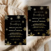 Gold Snowflake Winter Wedding Folie Uitnodiging