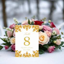 Gold Snowflake Winter Wedding Kaart