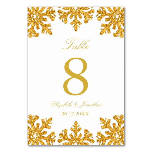 Gold Snowflake Winter Wedding Kaart (Achterkant)