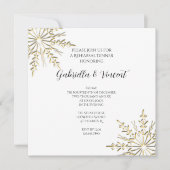 Gold Snowflake Winter Wedding Rehearsal Dinner Kaart (Voorkant)