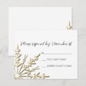 Gold Snowflake Winter Wedding RSVP (Voorkant / Achterkant)