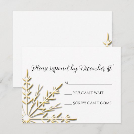 Gold Snowflake Winter Wedding RSVP (Voorkant / Achterkant)