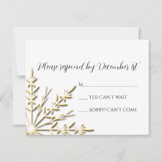 Gold Snowflake Winter Wedding RSVP Kaartje (Voorkant)