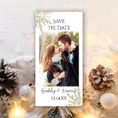 Gold Snowflake Winter Wedding Save the Date Photo