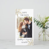 Gold Snowflake Winter Wedding Save the Date Photo (Staand voorkant)