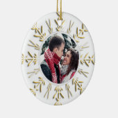 Gold Snowflake Winter Weduwfoto Keramisch Ornament (Rechts)