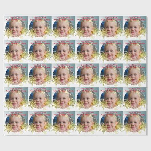 Gold Snowflakes - Aangepaste foto Cadeaupapier (Vlak)