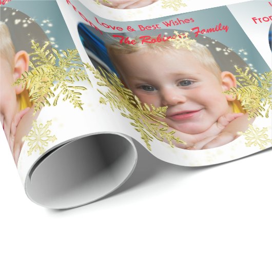 Gold Snowflakes - Aangepaste foto Cadeaupapier (Rol Hoek)