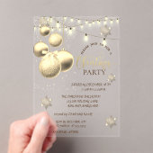 Gold Snowflakes,Balls Company Christmas Party Acryl Uitnodigingen (Insitu (Draagbaar))