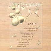 Gold Snowflakes,Balls Company Christmas Party Acryl Uitnodigingen (Voorkant)