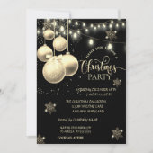 Gold Snowflakes, Balls Company Kerstparty Kaart (Voorkant)