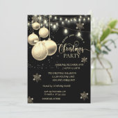 Gold Snowflakes, Balls Company Kerstparty Kaart (Staand voorkant)