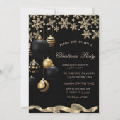 Gold Snowflakes Black Balls Corporate Christmas Kaart (Voorkant)