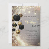 Gold Snowflakes,Black Balls,Lights Christmas  Kaart (Voorkant)