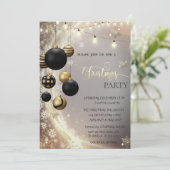 Gold Snowflakes,Black Balls,Lights Christmas  Kaart (Staand voorkant)